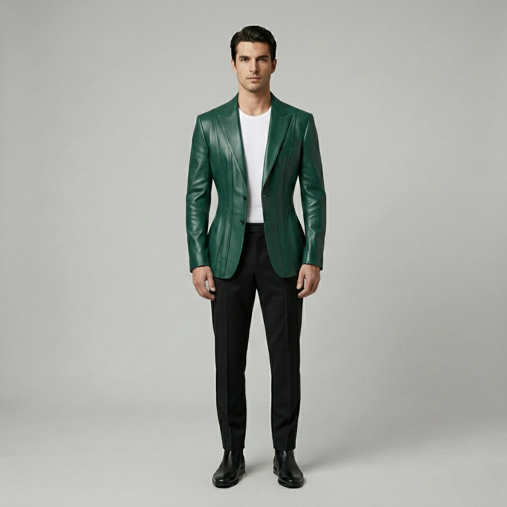 Tailored Leather Blazer Jacket